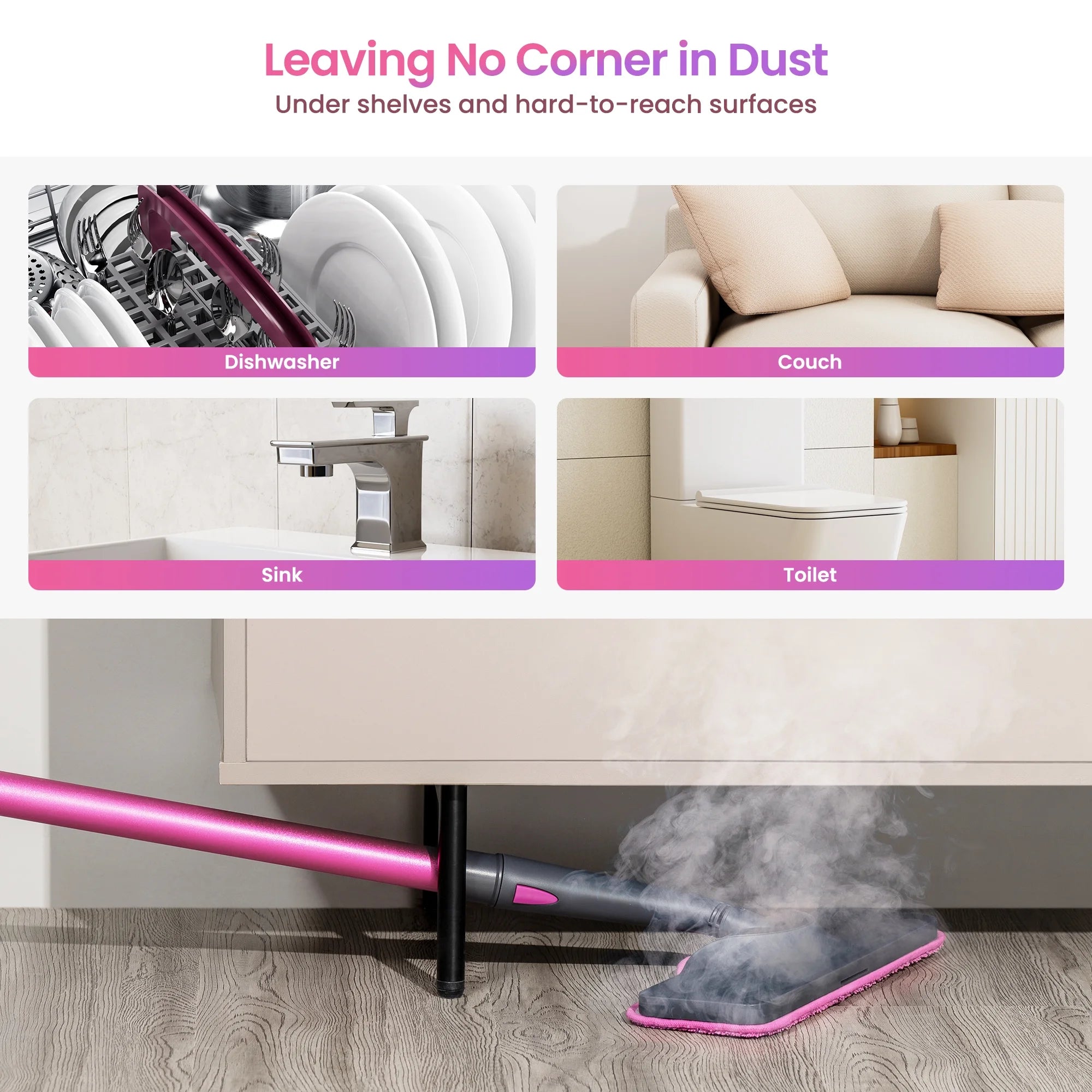 18-In-1 Steam Mop with Detachable Handheld Steamer & Washable Pads