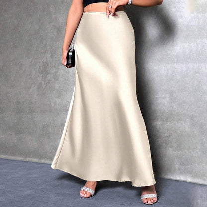 Satin High Waist Flared Midi Skirt