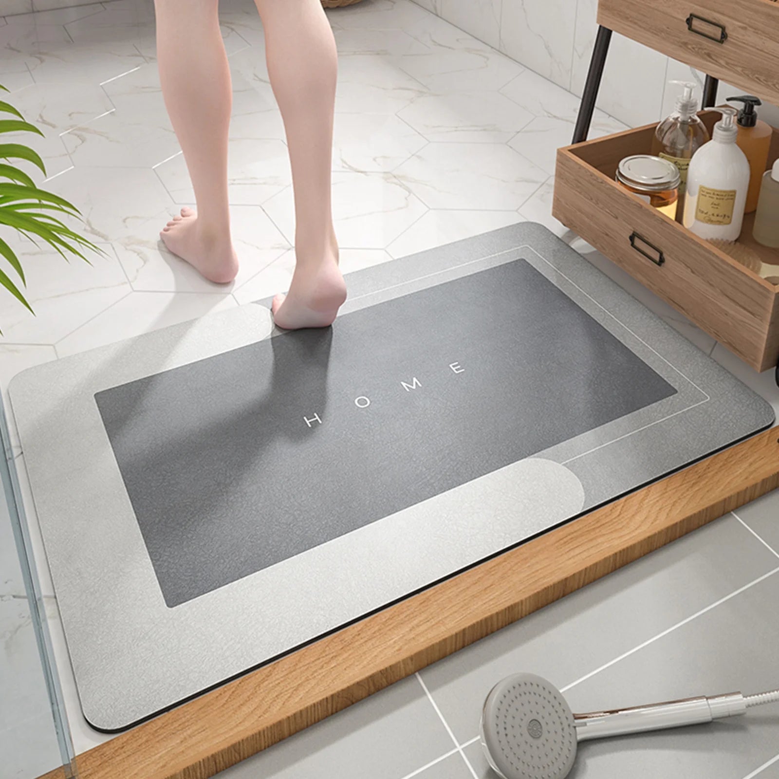 Bath Mat Bathroom Rug 20''X32'' Absorbent Non Slip Rug Soft Bath Shower Rug Floor Carpet Quick Drying, Gray