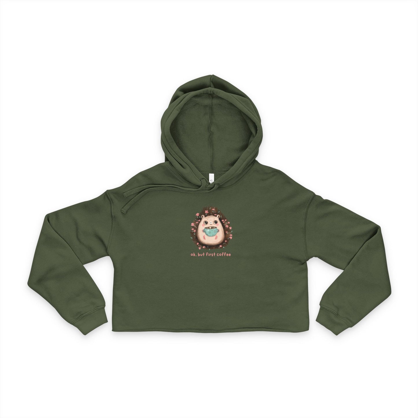 Cute Hedgehog Women's Cropped Hoodie, Cozy Layer, Gift for Her, Trendy Casual Wear, Birthday, Animal Lover Apparel