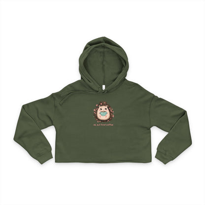 Cute Hedgehog Women's Cropped Hoodie, Cozy Layer, Gift for Her, Trendy Casual Wear, Birthday, Animal Lover Apparel
