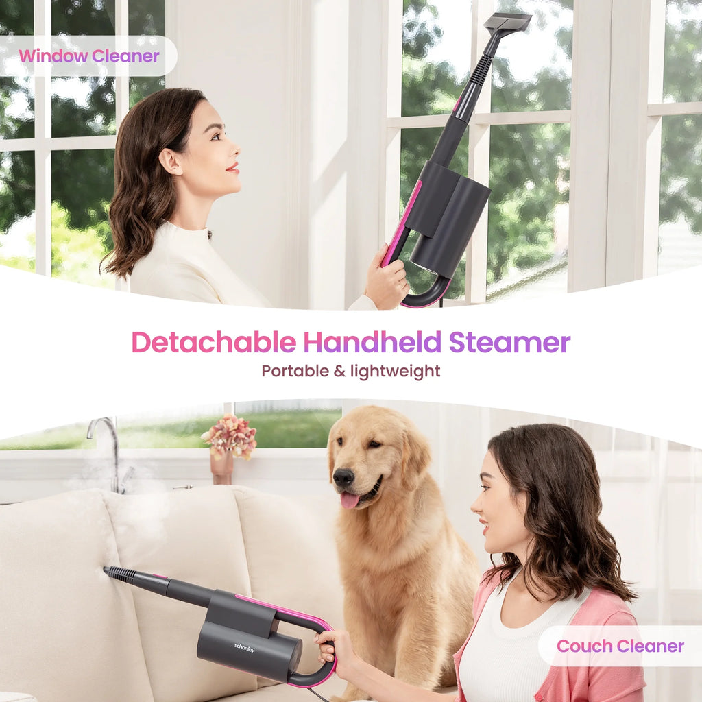 18-In-1 Steam Mop with Detachable Handheld Steamer & Washable Pads