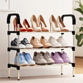 3 Tier Shoe Rack, Stackable Metal 9 Pairs Shoes Organizer Storage Shelf for Closet Door Entryway