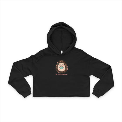Cute Hedgehog Women's Cropped Hoodie, Cozy Layer, Gift for Her, Trendy Casual Wear, Birthday, Animal Lover Apparel