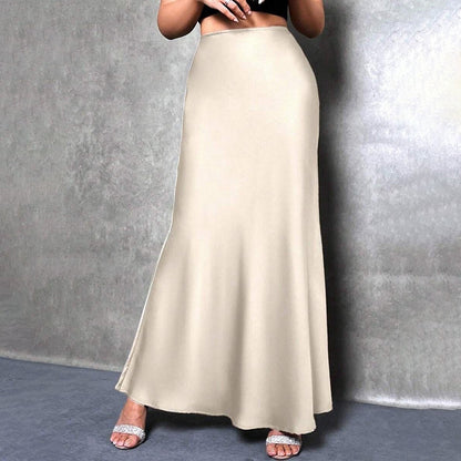 Satin High Waist Flared Midi Skirt