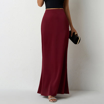 Satin High Waist Flared Midi Skirt